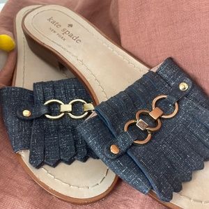 Kate Spade Kiltie Blue Denim Slide